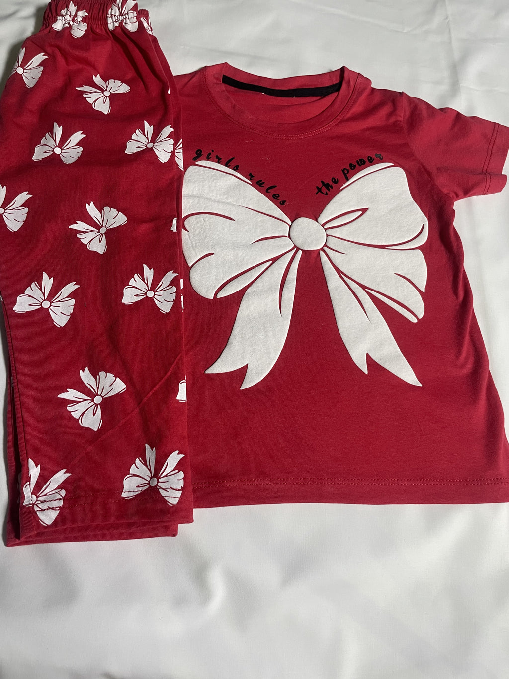 Girls "Power Bow" Tee & Capri Loungewear Set
