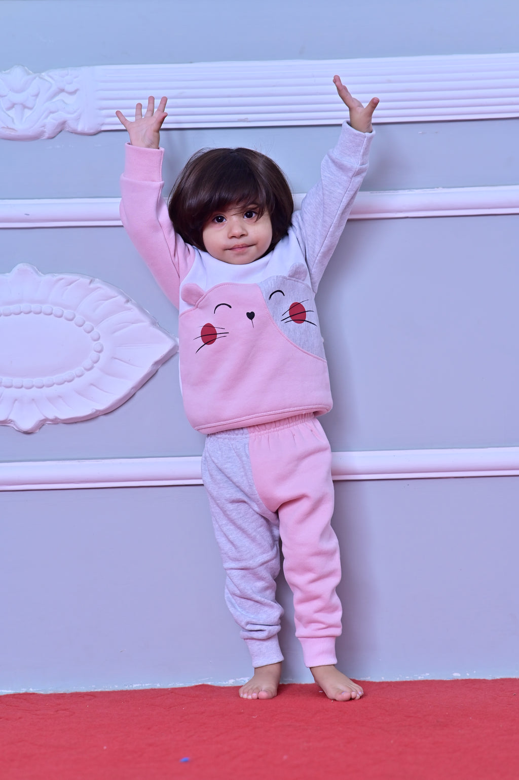 Girls Cat Fleece Sweatshirt & Trouser